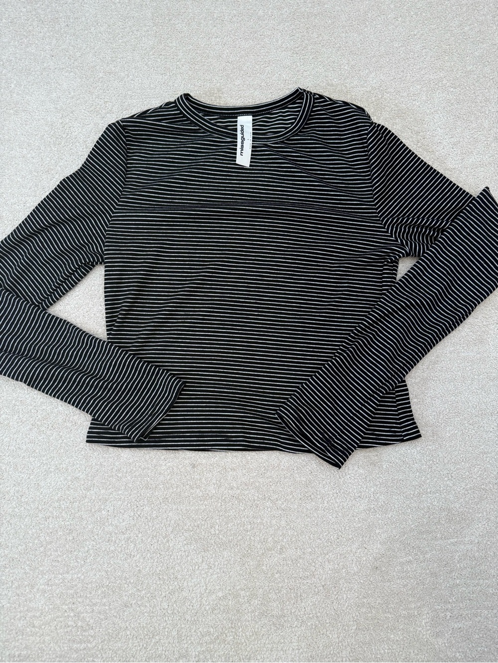 Missguided Black & White Striped Long Sleeve Tee